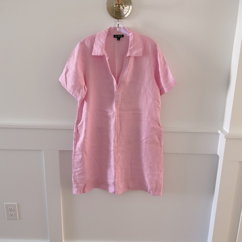 J Crew Pink Linen Dress, Size SMALL TALL